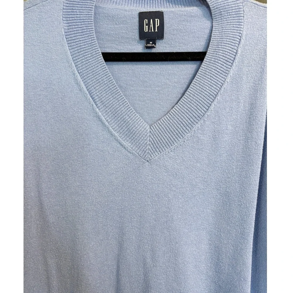 Gap Blue V-Neck‎ Sweater Womens Medium Soft Knit Long Sleeve Pullover